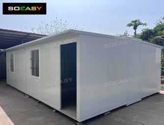 Casa contenedor extensible plegable SOEASY, diseño de 2 dormitorios y 1 baño para campamento minero
