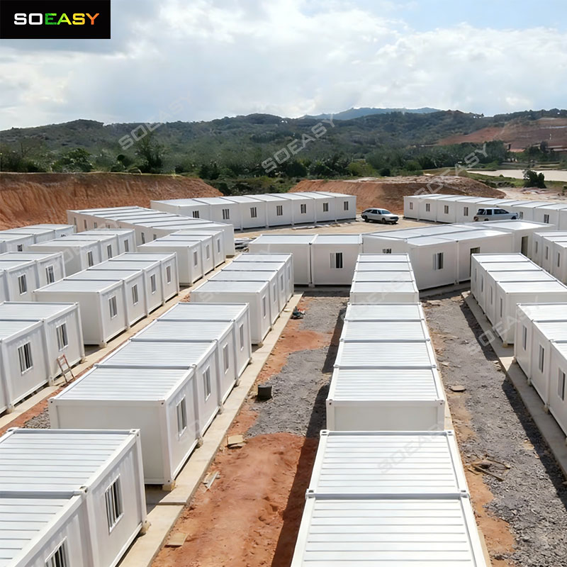 Casa contenedor desmontable para trabajadores en Indonesia, para campamento minero.